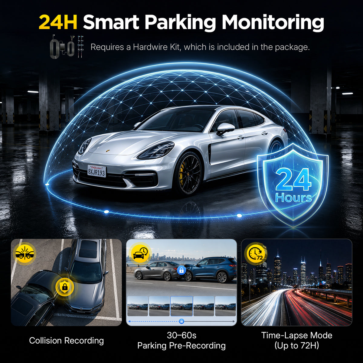GKU C600 4G LTE Dash Cam with Cloud Storage, Wireless Dash Cam Front and Rear with WiFi 6