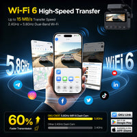 GKU C600 4G LTE Dash Cam with Cloud Storage, Wireless Dash Cam Front and Rear with WiFi 6
