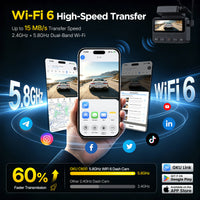 GKU C600 4G LTE Dash Cam with Cloud Storage, Wireless Dash Cam Front and Rear with WiFi 6