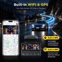 GKU C600 4G LTE Dash Cam with Cloud Storage, Wireless Dash Cam Front and Rear with WiFi 6