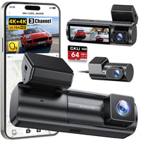 GKU C300 3-Channel Dash Cam |Front, Cabin, Rear