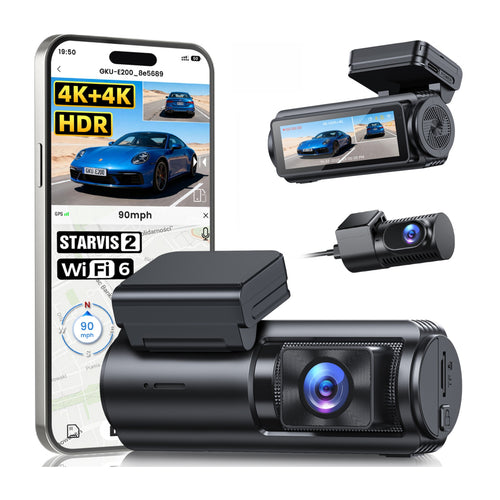 GKU E200 Dual 4K Dash Cam | Sony STARVIS 2 Plus HDR