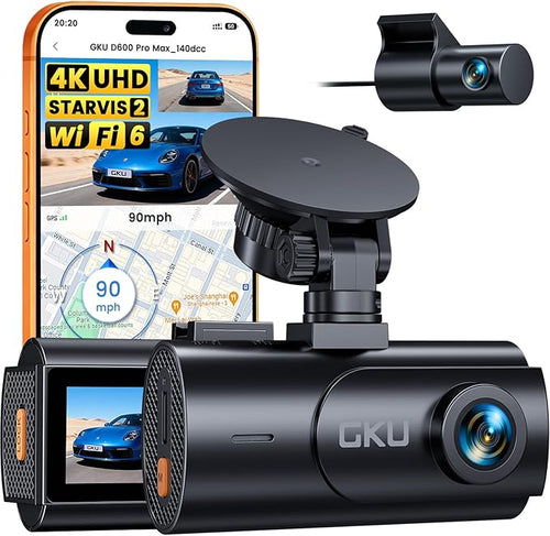 GKU D600 Pro Max 4K Dash Cam Front and Rear with STARVIS 2