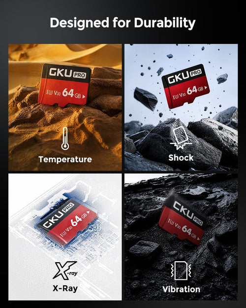 GKU 64GB High Endurance MicroSD Card for 4K Dash Cam | U3 V30 Memory Card