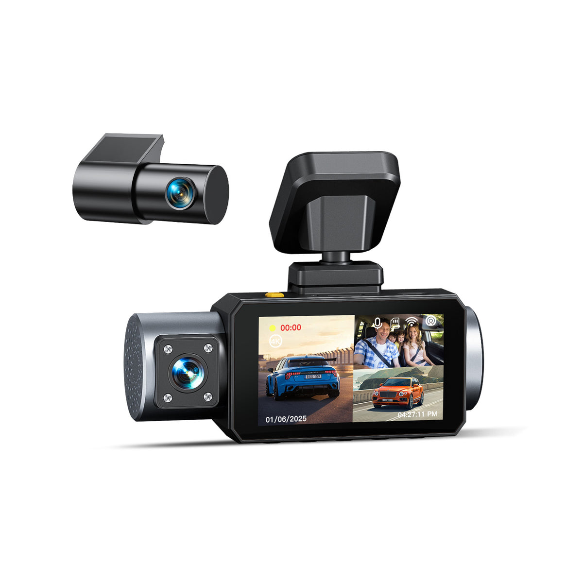 GKU D1000 4K+1080P+1080P 3-Channel Dash Cam