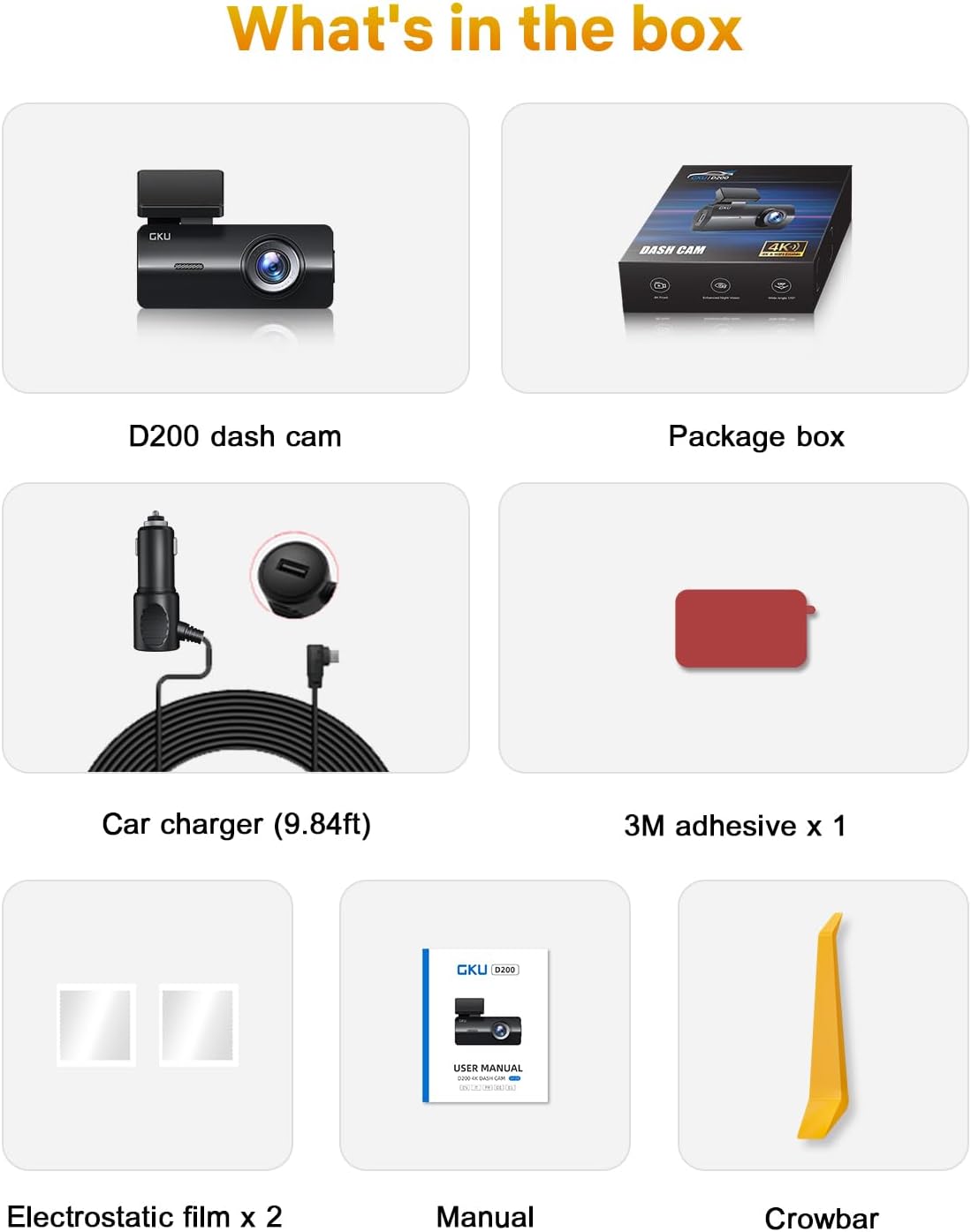 GKU D200 UHD 4K Dash Cam | Front Camera