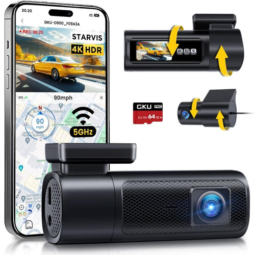 GKU D900 4K 30fps+2.5K 5G WiFi Dash Cam - gkutech